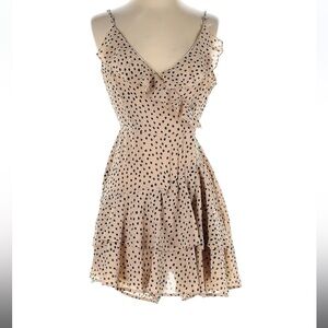 Japna Brown Tan Mini Romper V-neck Flutter Sleeveless